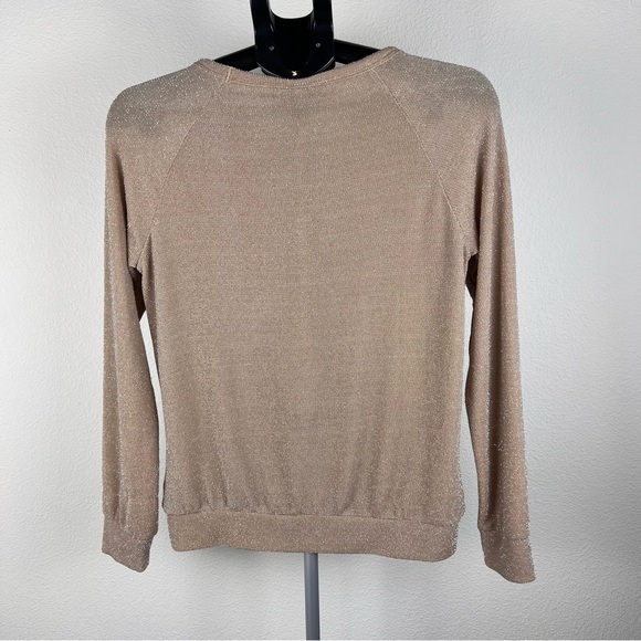 Rachel Roy Gold Shimmer Wrap Style Top Long Sleeve Sparkle Blouse Size S - Picture 3 of 6